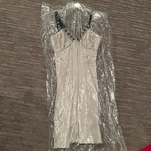 Light gold dress with trim, worn once